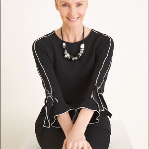 PIPED TIE-SLEEVE TOP